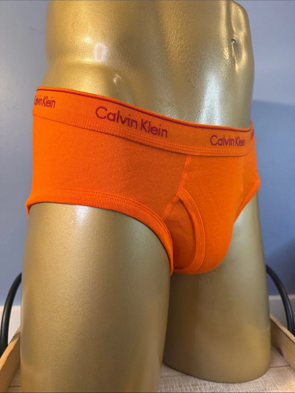Calvin Klein Orange Cotton Briefs Large